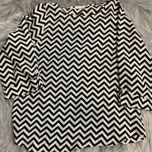 Everly (Black/White) Chevron Blouse